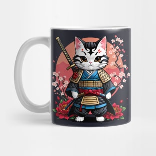 Japanese Samurai Cat Tattoo, Kawaii Ninja Cat Mug